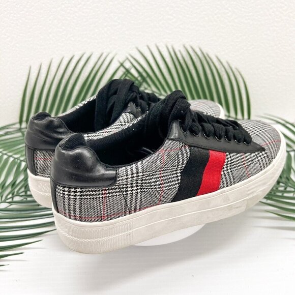Steve Madden Plaid Sneakers Women's Size 6 Black/Multicolor Round Toe  Lace Up - Picture 5 of 9